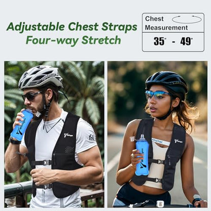 Running Vest for Women & Men, Adjustable Elasticated Sternum Straps Vest with 500ml Soft Flask, Fast and Free Reflective Running Vest, Designed for Running Marathon Trail Race Jogging Cycling - size: Large