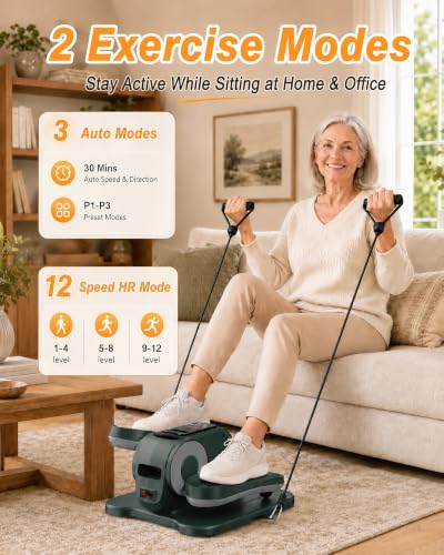 Upgraded Under Desk Elliptical Electric Leg Exerciser for Seniors 12 Speeds - color: Green