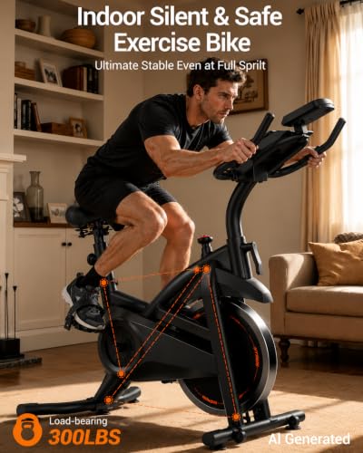 CURSOR FITNESS Exercise Bike, Stationary Bikes for Home with Brake Pad - color: Black