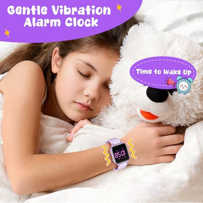 Kids Digital Watches for Boys Girls, Sports Watch with Fitness Tracker, Pedometer, Alarm Clocks, Stopwatch, No App Needed Waterproof Kids Watch, Gift for Teens Student Girls Boys Ages 5-14 - color: L6615E-Purple