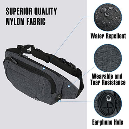 WATERFLY Small Fanny Pack Crossbody Lightweight Waist Bag for Woman Man - color: B-Grey
