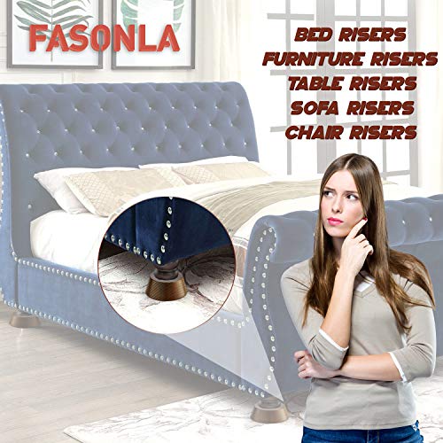 FASONLA Bed Risers, Furniture Risers (Set of 8-Height 1") Can be Adjusted to 2'' 3''or 4'', Lifts Furniture Risers, Solid Natural Wood Risers, Non-Slip Recessed Hole (Walnut Color) - color: Walnut Color