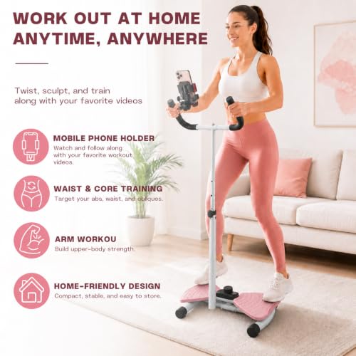 Twist Board Exercise Equipment with LCD Display, Waist Twister Machine with 5 Resistance Bands, 330 lbs Capacity Core Workout Board for Home Gym Fitness