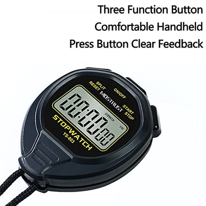 Stopwatch Sports Timer, Digital Stop-Watch - style: 1Lap waterproof Black