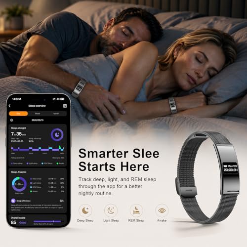 Efolen Smart Bracelet for Women Men, Activity Fitness Tracker, Smart Wristband with Heart Rate/Blood Oxygen/Sleep Monitor/Pedometer, IPX8 Waterproof Slim Smart Watch for Android iPhone, 2 Bands, Black - color: Black