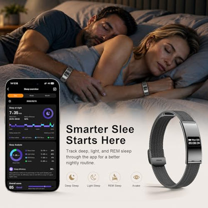Efolen Smart Bracelet for Women Men, Activity Fitness Tracker, Smart Wristband with Heart Rate/Blood Oxygen/Sleep Monitor/Pedometer, IPX8 Waterproof Slim Smart Watch for Android iPhone, 2 Bands, Black - color: Black