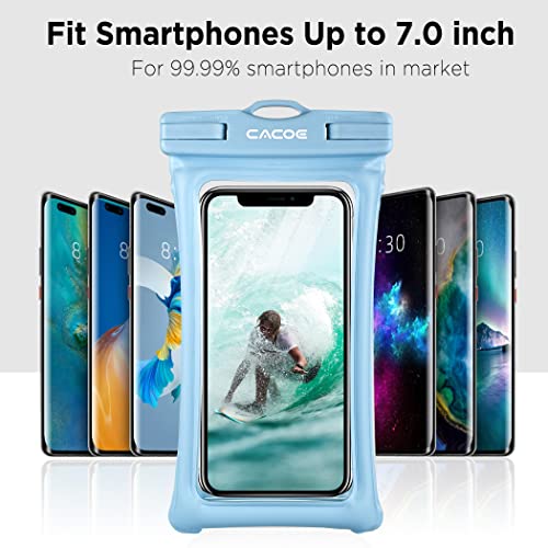 CACOE Floatable Waterproof Phone Pouch 2 Pack Up to 7.0",Black+Light Blue - color: Black+Light Blue