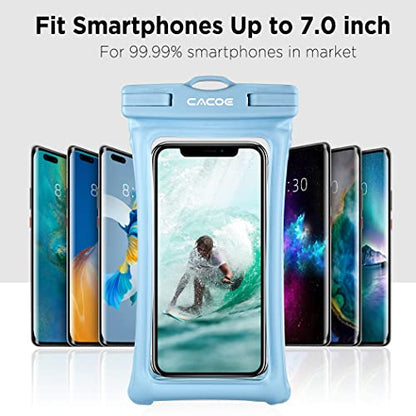 CACOE Floatable Waterproof Phone Pouch 2 Pack Up to 7.0",Black+Light Blue - color: Black+Light Blue