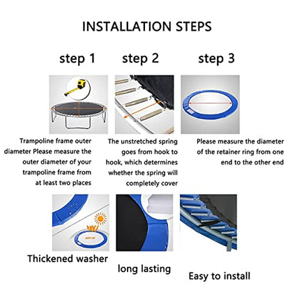 Replacement Trampoline Safety Pad Mat, 6FT 8FT 10FT 12FT 13FT 14FT 16FT UV Resistant Safety Mat Spring Cover - color: Black, size: 12FT-366cm