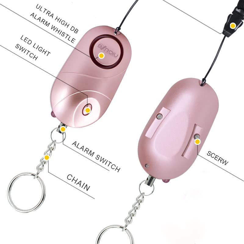 BXROIU 2 Pack Personal Safety Alarm for Women (Rose Gold + Black) - color: Rose gold + Black