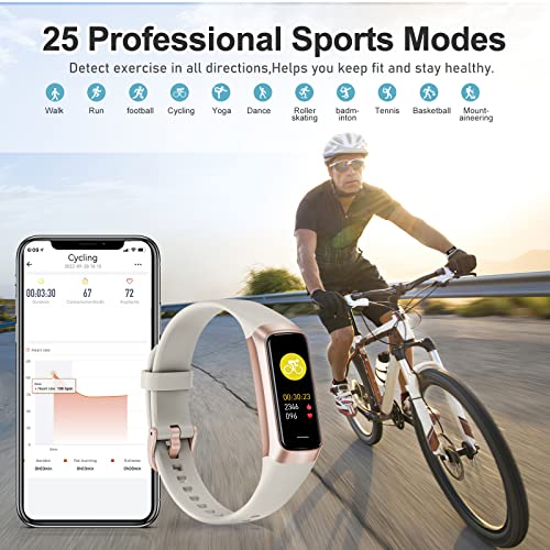 Zeacool Fitness Tracker with 24/7 Heart Rate, Blood Oxygen Blood Pressure Sleep Monitor, Activity Trackers 5 ATM Waterproof,Step Calorie Counter Pedometer Health Smart Watch for Women Men - color: Beige