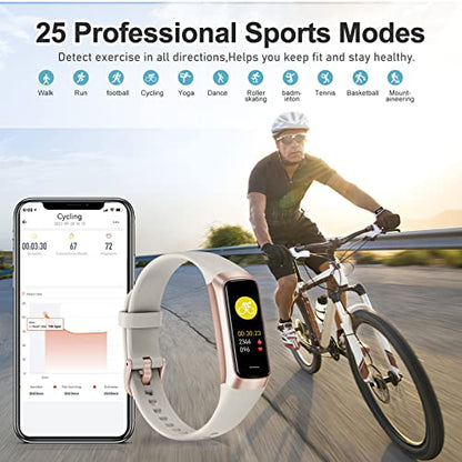 Zeacool Fitness Tracker with 24/7 Heart Rate, Blood Oxygen Blood Pressure Sleep Monitor, Activity Trackers 5 ATM Waterproof,Step Calorie Counter Pedometer Health Smart Watch for Women Men - color: Beige
