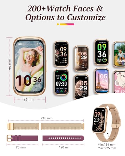 Fitness Trackers for Women Smart Watch: Fitness Tracker with 24/7 Heart Rate Monitor SpO2 Sleep Step Tracker, Pedometer Fitness Smart Watches for Women with 5ATM Waterproof for iPhone Android 2 Bands