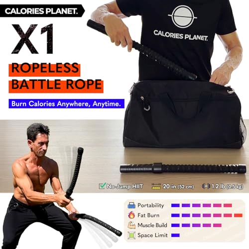 X1 Weighted Ropeless Battle Ropes, Heavy-Duty Cordless Battling Ropes