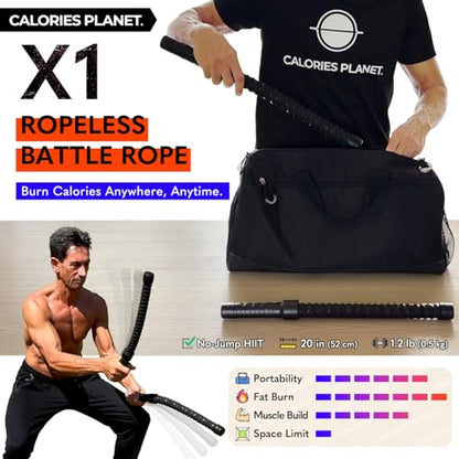 X1 Weighted Ropeless Battle Ropes, Heavy-Duty Cordless Battling Ropes