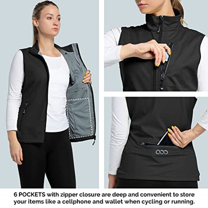33,000ft Women's Lightweight Running Vest with 6 Pockets for Travel Golf - color: Black-1, size: XX-Large