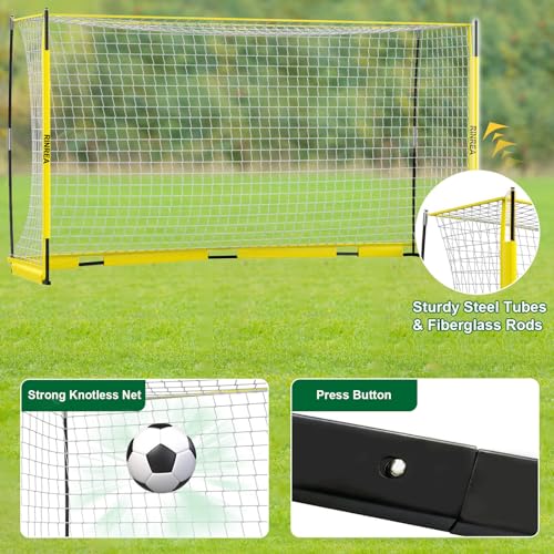 RINREA Portable Soccer Goal, Soccer Nets for Backyard with Agility Ladder - color: 14×7ft Yellow