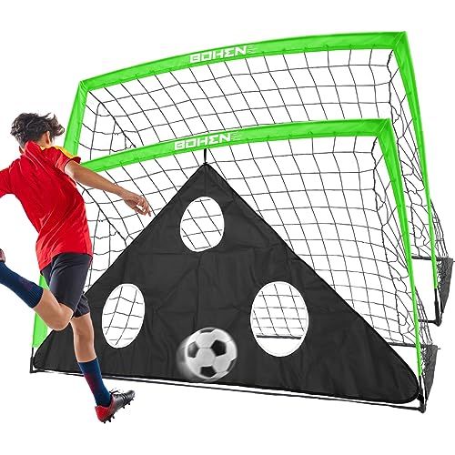 Soccer Goals for Backyard, 6x4 / 9x5 FT Soccer Net with Target Gate - color: Green, size: 6x4FT, 2 Pack