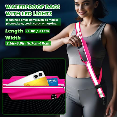LED Reflective Belt Sash, Rechargeable LED Light Night Safety Walking Gear, High Visibility Adjustable Reflective Gear for Runners Walkers Cyclists at Night (Pink) - color: Pink