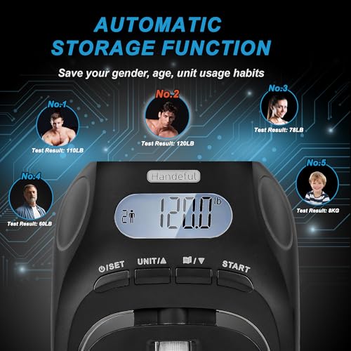 Handeful Digital Grip Strength Tester, 397 lb Hand Dynamometer, Black