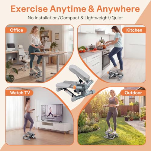 YYJO Steppers for Exercise at Home, Mini Stepper with Resistance Bands Quiet Portable Stair Stepper for Buttocks Lifting and Body Shaping - color: Gray1