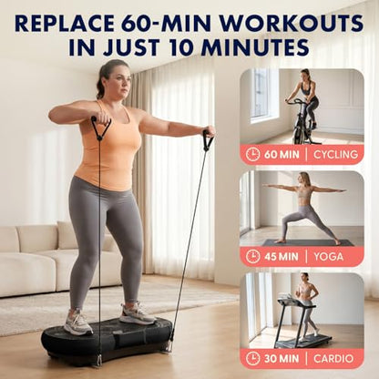 SQUATZ Vibration Plate Exercise Machine | Low-Impact Full Body Vibrator Plate with 99 Speed Levels & 9 Preset Programs | Resistance Bands & Remote Included | 265 lb Capacity | for Home & Office