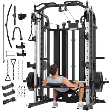 DONOW Smith Machine with Weight Stacks Home Gym System Cable Crossover - color: Premium Steel Weight