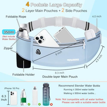 Water Resistant Fanny Pack for Men Women with Bottle Holder, Blue - color: 08-Baby Blue