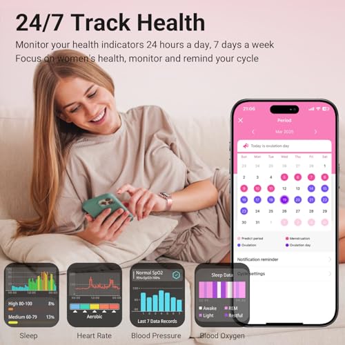 Trendia Smart Watches for Women, 1.83'' HD Fitness Tracker with Answer/Make Calls, Heart Rate/Sleep/SpO2 Monitor, 120+ Sport Modes, IP68 Waterproof, Compatible iPhone/Android Rose Pink - color: Rose Pink
