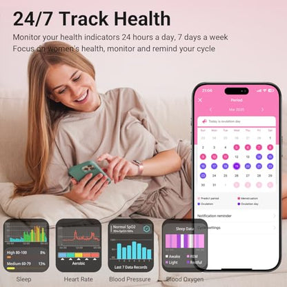 Trendia Smart Watches for Women, 1.83'' HD Fitness Tracker with Answer/Make Calls, Heart Rate/Sleep/SpO2 Monitor, 120+ Sport Modes, IP68 Waterproof, Compatible iPhone/Android Rose Pink - color: Rose Pink
