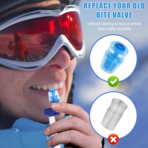 4pcs Bite Hydration Pack Bite Valve Replacement, Silicone BPA Free Bite Valve Sheath Safe Nozzle Mouthpiece Replacement Compatible with Osprey (Blue)