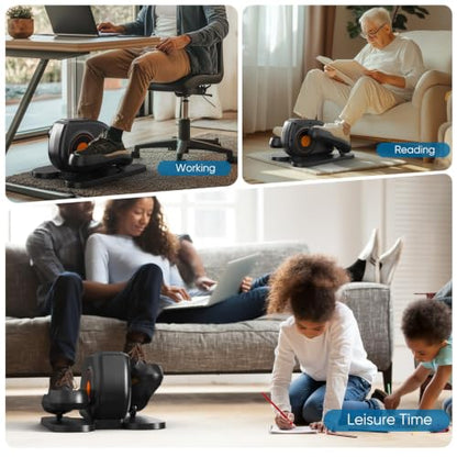 Under Desk Elliptical Machine, Electric Seated Pedal Ellipse Leg Exerciser with Remote Control, 12 Adjustable Speeds, Forward & Reverse, Mini Ellipse Leg Trainer for Home & Office - color: Pure Black