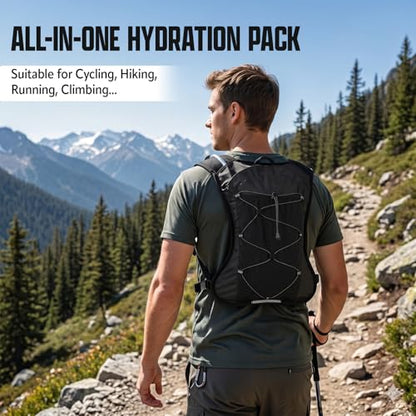 Hydration Backpack, Lightweight Water Backpack, Adjustable Running Vest - size: 2L Water Bag 2 Soft Flasks