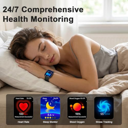 MFVLP Smart Watch for Women, 1.85" HD Fitness Tracker Matte Black - color: Matte Black