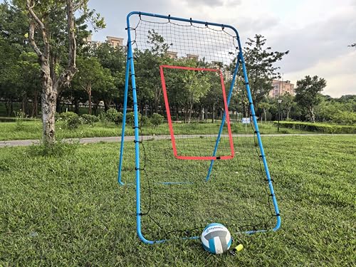6 Adjustable AnglesVolleyball Rebounder Net 7x4 FT Bounce Back Trainer - color: Blue