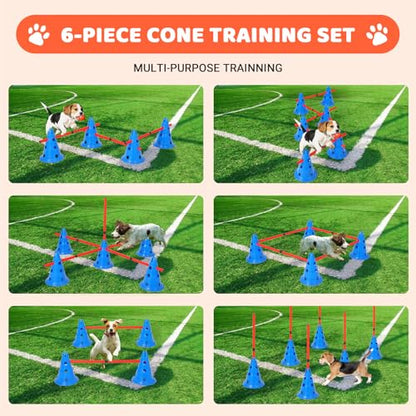 Garvee Dog Agility Hurdle Cone Set — 12 Cones & 6 Rods, Adjustable Height