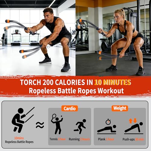 Portable Adjustable Ropeless Battle Ropes with Black - color: Black