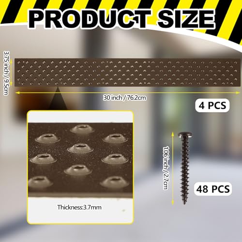 Gisafai 4 Pcs Aluminum Non Slip Stair Tread 30 x 3.75 Inch Metal Nosing - size: 30 x 3.75 Inch