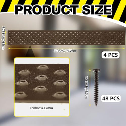 Gisafai 4 Pcs Aluminum Non Slip Stair Tread 30 x 3.75 Inch Metal Nosing - size: 30 x 3.75 Inch