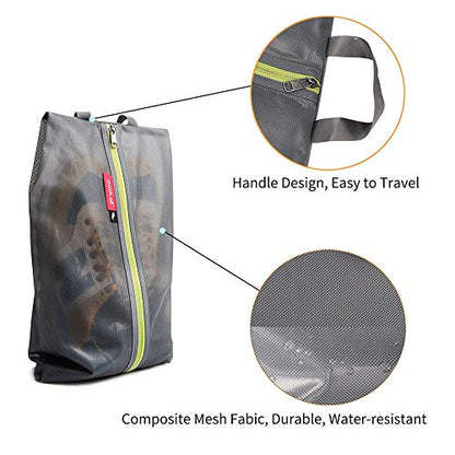 pack all Shoe Bag for Travel, Water-Resistant Shoe Pouch for Sports - color: Grey, style: 2 Pack