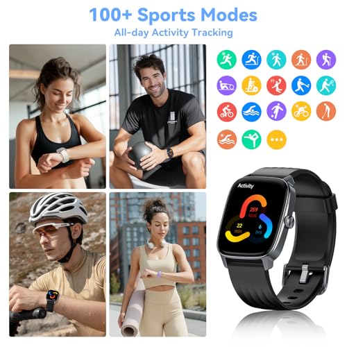 Pedometer Watch for Men Women Android & iPhone, 1.85" Retina Display with Answer/Make Calls, Smart Watch with Pedometer, Calories & Step Counter, Waterproof Heart Rate/Sleep/SpO2 Monitor