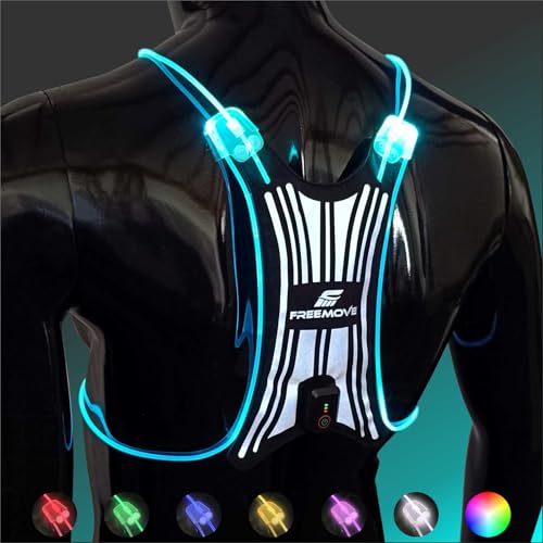 SPIDER Reflective Lighted Running Vest - Optic Fiber Technology, Bright, 360° Visible, Ultralight, Phone Pocket, Fully Adjustable Size XS-3XL - Reflective Running Gear for Safe Night Sports & Walking
