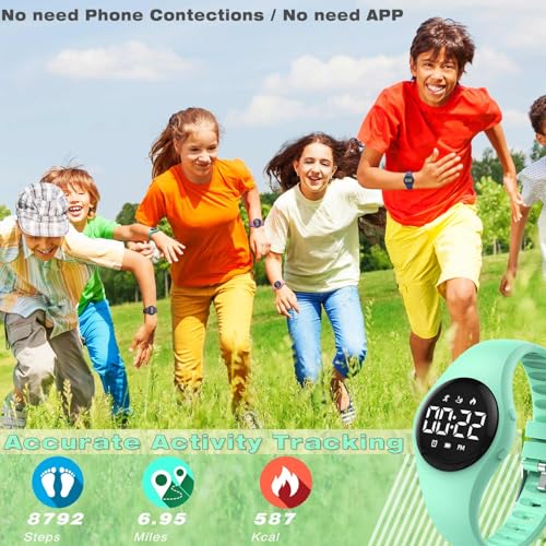 Kids Pedometer Watch, Digital Step Counter Watch, Waterproof Wristwatch, Calendar Alarm Clock for Children Boys Girls - color: Green