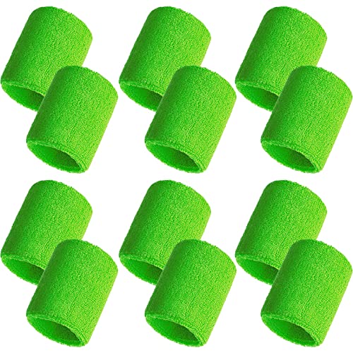 Bememo 12 Pcs Sweatbands Wrist Bands - color: Green, size: 3.15 Inch
