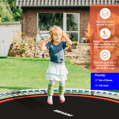 Trampoline Mat Replacement，Fits 14ft Frame, with72/80/84/88/96 Rings for Choose,Fits 5.3"-8.5" Springs, Trampoline Mat Diameter 11.97ft-12.56ft，Spring and Frame not Included - style: 84 Rings & 150.8"Diameter Mat-Fits 5.3"-5.7" Springs