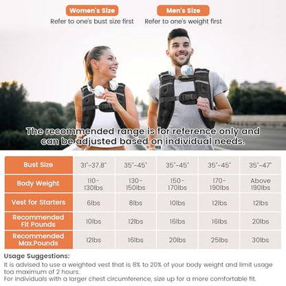 Wolliwa 6lb/8lb/12lb/16lb/20Lb Weighted Vest Woman Men - color: Black, size: 30 Lbs