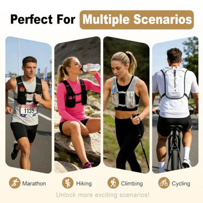 Running Vest for Women Men Adjustable Running Hydration Vest with Phone Holder Reflective Strips for Marathon Hiking Cycling - size: Black, style: Running Vest with one 1.5L Water Bladder