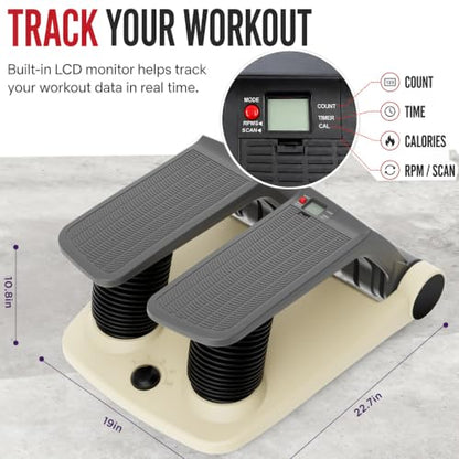 Air Stepper Machine with Resistance Bands - color: Beige/Black