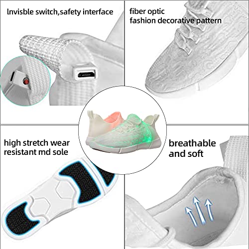Shinmax LED Light Up Shoes for Women Men, USB Rechargeable Fiber Optic Glowing Sneakers, Luminous Flashing Shoes for Dancing, Festivals, Parties - size: 13 Women/11.5 Men