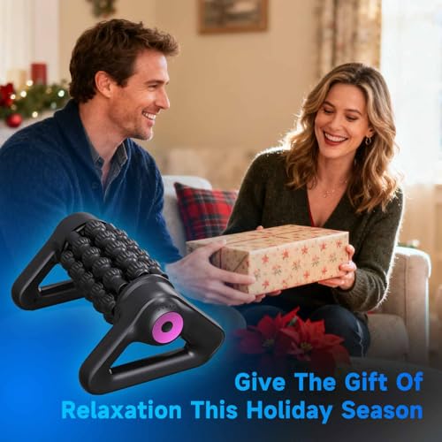 Electric Rolling Percussive Massager for Post-Exercise Muscle Relaxation, Deep Tissue Massager for Legs, Calves, Glutes, Back, Arms & Feet, Handheld Cordless Rolling Tool, 5-Speed Fitness Relaxation